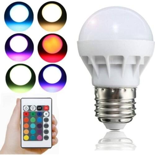 ICOCO 3W RGB LED Light Bulb Colorful E27 Multicolor Dimmer Bulb Lamp Indoor Wireless Remote Control For Christmas Party Wedding
