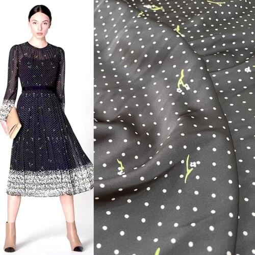 145cm Width Fashion Dot and Flower Printed Imitate Silk Satin Fabric For Woman Dress Blouse Pants Pajamas DIY Cloth Sewing