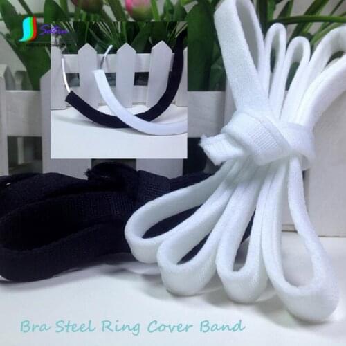 White/black Underwear Bra Steel Ring Cover Cloth Band,Bra Steel Bracket Wrap Fabric Band S0405H 10mm Width