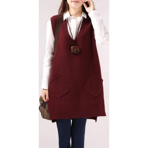 15-20 year old girls spring autumn knitting jacket vest Solid color V-neck Korean style Weave in Older children quality clothing