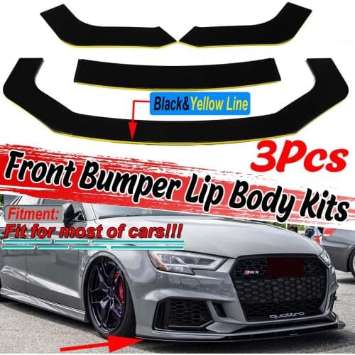 3PCS Universal Car Front Bumper Splitter Lip Body Kit Diffuser For AUDI A4 A5 B6 B7 B8 B9 S3 S4 S5 RS5 For Ford For Mazda For VW