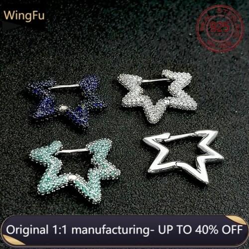 925 Sterling Silver Womens Earrings Zircon Luxury Brand Monaco Jewelry Fashion Colorful Pentagram Hoop Earrings Gift