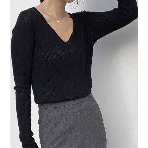Womens Ladies Round Neck Solid Top Casual Slim Sweater