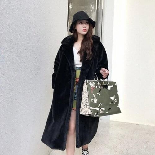 New Winter High Quality Faux Rabbit Fur Coat Women Long Loose Thick Warm Female Soft Plush Elegant OverCoat Veste Femme Fourrure