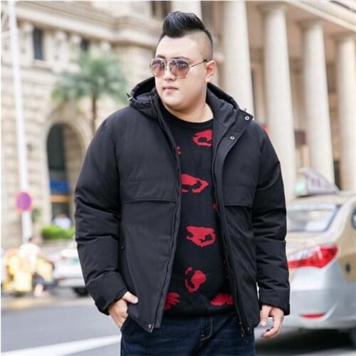 Color: Black Dark Blue Wine Red 2019 Winter New Mens Hooded Coat Extra Large XL-10XL Mens Jacket Casual Warm Thick Jacket