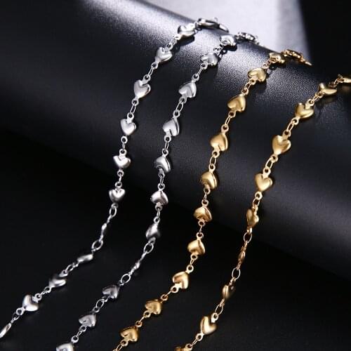 1 Meter 5.5mm*9.8mm Silver Gold Metal Rolo Cable Bracelet Necklace Heart Chains for Jewelry Making Components Handmade Craft DIY