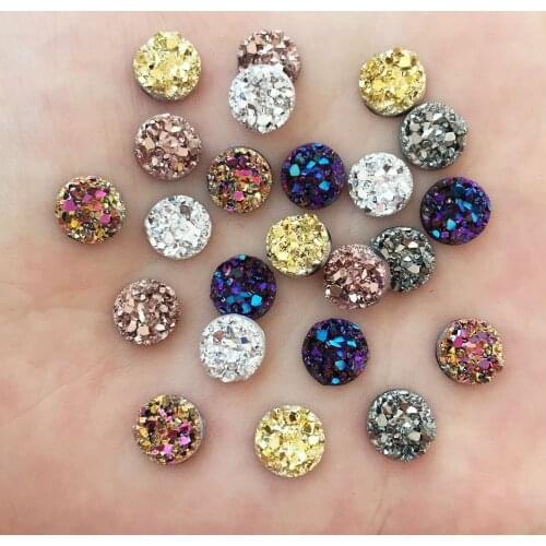 120pcs AB Resin Bling Irregularity surface Ore crystal 8mm Round flatback rhinestone Ornament DIY Wedding appliques craft SW72*3