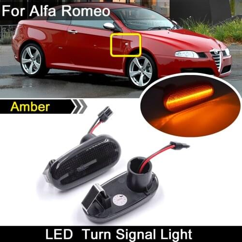 2Pcs For Alfa Romeo GT 147(937) MiTo 955 FIAT Bravo 198 Smoked Lens Car Front LED Side Marker Light Turn Signal Lamp