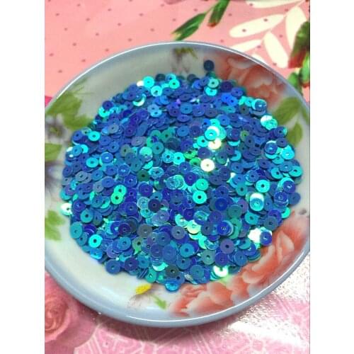 50g (10000pcs) 4mm Flat Round Sequins Loose Flake Clothes DIY Accessories Middle Blue AB 2017 New