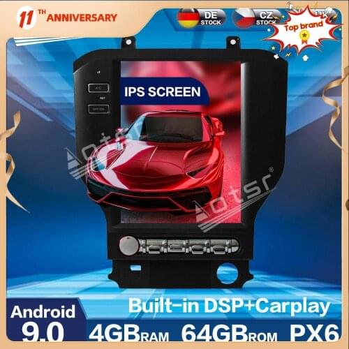 10.4 inch Vertical screen Tesla PX6 Android 9.0 4G + 64GB CARPLAY Car Radio Player For Ford Mustang 2015+ Car GPS Navigation DSP