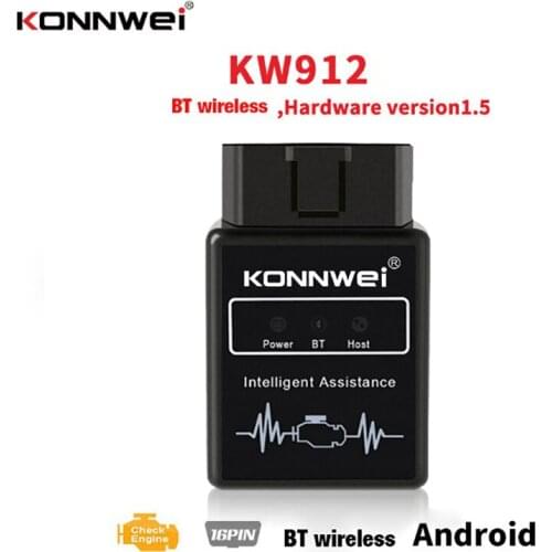 KONNWEI KW912 ELM327 Bluetooth Pic18f25k80 Obd2 v1.5 Scanner Car Diagnostic Tool Code Reader Scan OBD2 Automotive Car Obd2 Tools