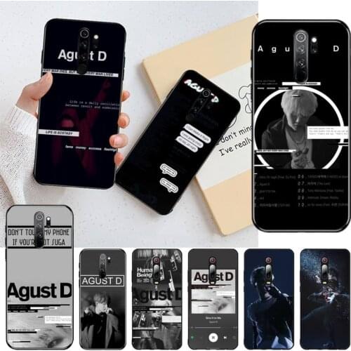 CUTEWANAN Agust D Newly Arrived Black Cell Phone Case for Redmi Note 8 8A 8T 7 6 6A 5 5A 4 4X 4A Go Pro