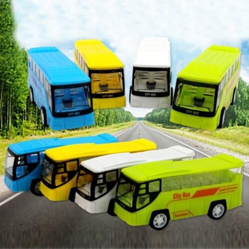 Children Baby Small Mini Force Control Pull Back Bus Toys Car Kids Cartoon City Bus Toys Randomly