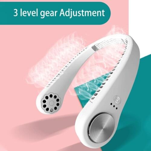 Headphone Design Hanging Neck Fan Sports Fan Lazy Portable Mini Fan No Leaf Usb Mini Mute Electric Fan Three-Speed Double Fan
