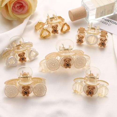 FNIO HOT Korean Kawaii Bear Hair Clip Claw Clamp for Women Girls Kids Hairpin Crab Headband Hair Washface Accessories Headwear