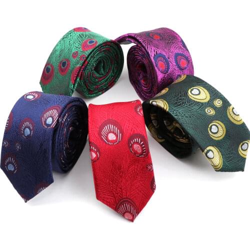 New Mens Luxury Necktie Classic Skinny Jacquard Cravat Fashion Feather Ties 6cm For Business Party Wedding