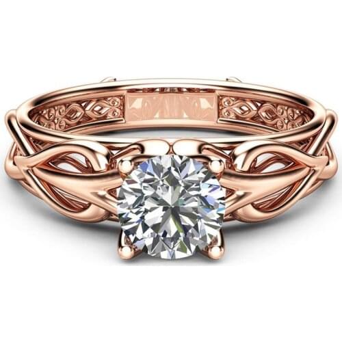 Hainon Fashion New Arrival Rose Gold Color Rose Flower Infinity Love Pave Finger Rings for Women Wedding Engagement Jewelry Ring