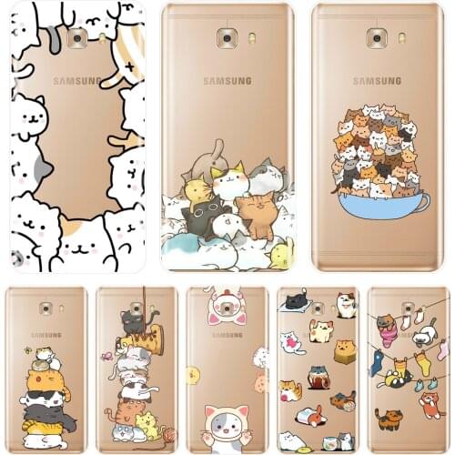 Kawaii Cat Japan Cute Cartoon Phone Case Silicone For Samsung Galaxy C5 C7 C8 Soft Back Cover For Samsung Galaxy C5 C7 C9 Pro