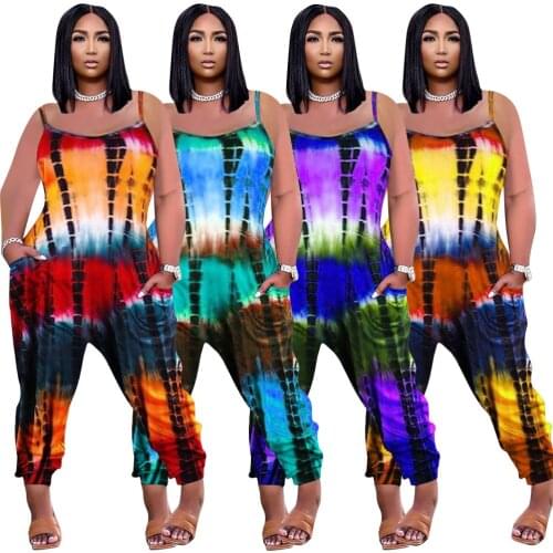 Casual Jumpsuit Women Wholesale One Piece Outfits Casual Sexy Sleeveless Slip Loose Stripe Pockets Romper Summer Dropshipping