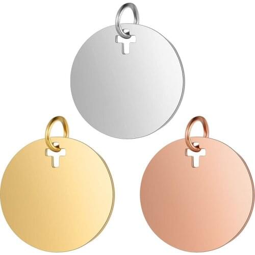 5pcs/lot 16*19mm Stainless Steel Round Charms Pendant Rose Gold Charm DIY Necklace Accessories Bracelet Jewelry Making Findings