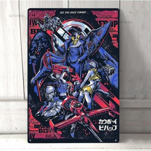Cowboy Bebop Metal Poster Retro Tin Signs Pub Cafe Bar Garage Retro Marks Plaque Iron