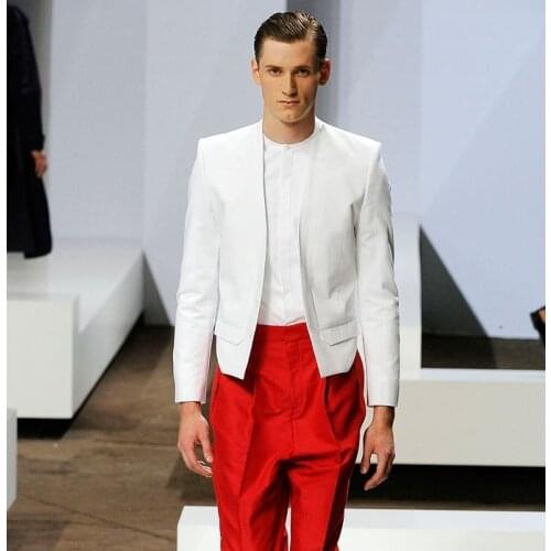 Mens coat Long Sleeve 2021 spring thin European and American fashion slim casual White Retro Top Jacket