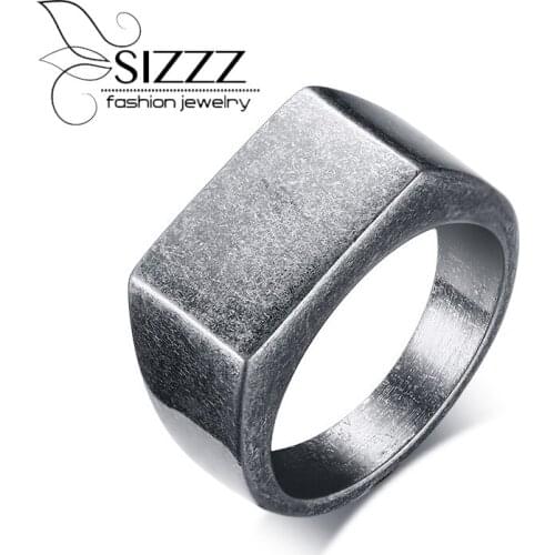SIZZZ 10MM Titanium Steel Simple Cast Ring Wide Vintage Grey Ring For Men Size 8-12