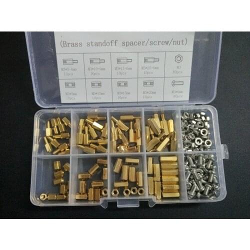 240PCS M3 PCB Hex Male Female Threaded Brass Standoff Spacers/Screws/Nuts Set kit