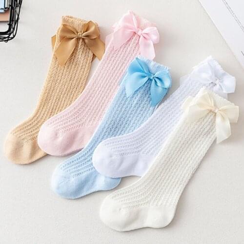 Baby Socks Summer Thin Baby Bowknet Knee High Mesh Anti-Mosquito Knee Length Socks Boneless Loose Socks Princess
