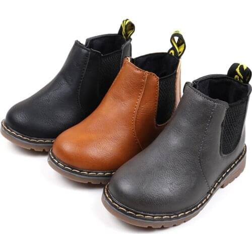 New Brand 2021 Kids Boots Fashion Toddler Baby Soft Flat Short Boots Non-Slip Rubber Sneakers Boys Girls Children Chelsea Boot