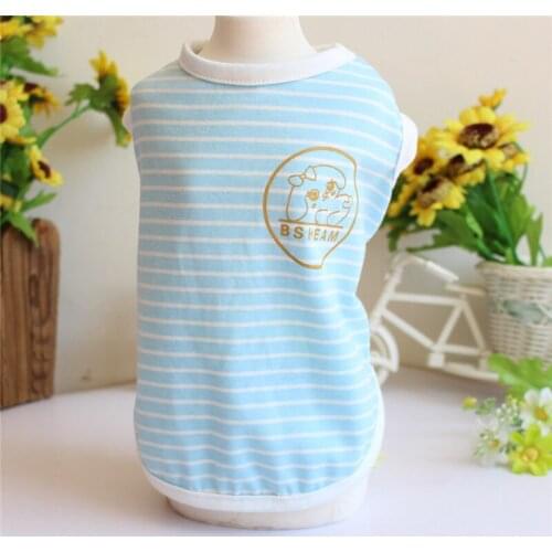 New Spring Summer Xs Dog Clothes For Small Dogs Boy Girls Teddy Blue Print Stripe Vest Costume Puppy Outfit Pet Clothing