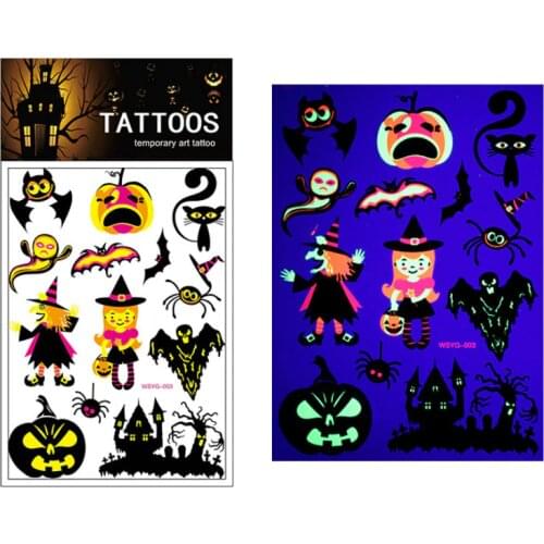 New Horror Holloween Fluorescent Scar Deco Temporary Tattoo Halloween Florescent Body Tattoo Sticker Waterproof tatuajes 200PCS