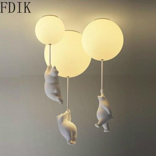New Cartoon Ceiling Lamp Net Red Animal Bear Light for Restaurant Childrens Room Living Room Indoor Lighting Home Decor Lights