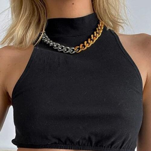 Punk Style Gold Silver Color Stitching Thick Clavicle Chain Necklace for Women 2020 Fashion Jewelry Short Necklaces Choker New
