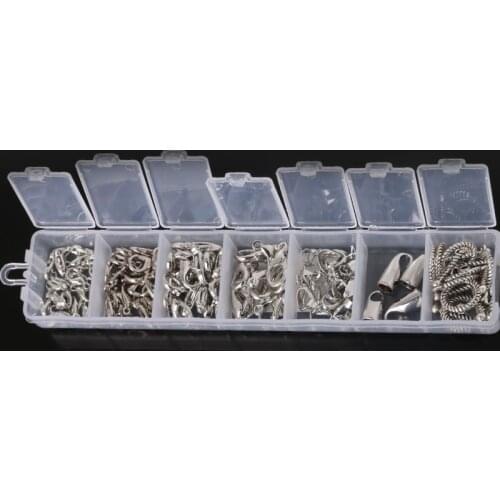 Sale! 300 pcs Rhodium Plated Lobster Clasps Bail Beads Toggle Beads Kit Accessories for DIY Jewelry Findings