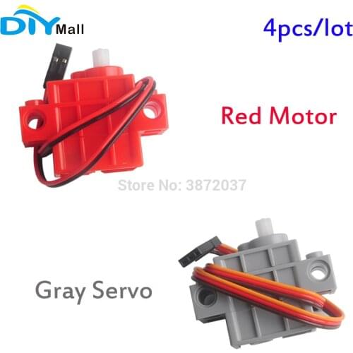 4pcs/lot DIYmall Gray Servo Red Motor for Geekservo Geek Servo with Wire for Lego Micro:bit Smart Car 3-5V