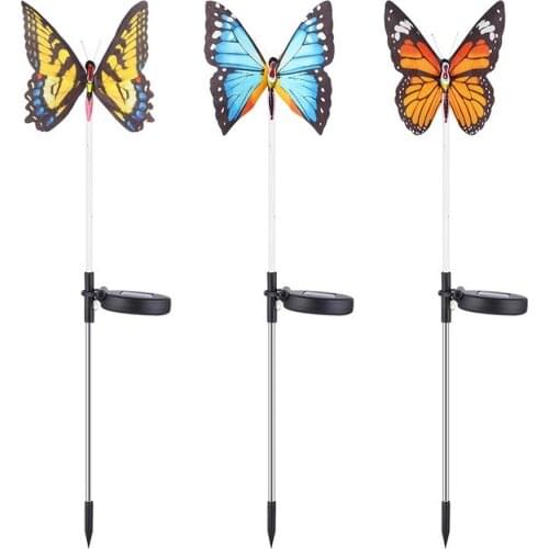 3PCS Butterfly Solar Power LED Light Outdoor Garden Lawn Lamp Decor Fairy Light Flying Butterfly Gardening Decoration Accessory