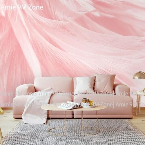 Tuya Art pink feather for pink room decor wall-paper for bedroom mural wallpapers for living room and bed room of grils