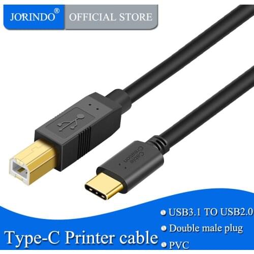 USB C to USB B Printer Cable 6.6 Feet, JORINDO USB 2.0 Type C to Type B Cable, Compatible MacBook Pro, HP, Canon, Brother, Epson