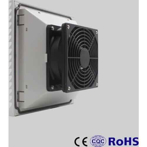 DC24V air filter with 12038 cooling fan and China supplier 204mm panel cabinet louver style and plastic guard FK6623.024