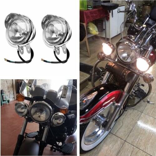 1 Pair Chrome Motorcycle Fog Lights Headlight Lamp Universal DC12V For Universal Motorcycles Accessories LED Lamp Headlight