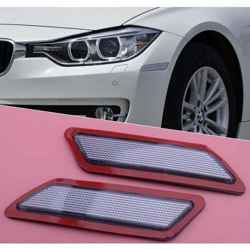 1Pair Front Side Bumper Marker Reflector Lamp Light White Lens 63147274521 63147274522 Fit for BMW 3-Series F30 2013 2014 2015