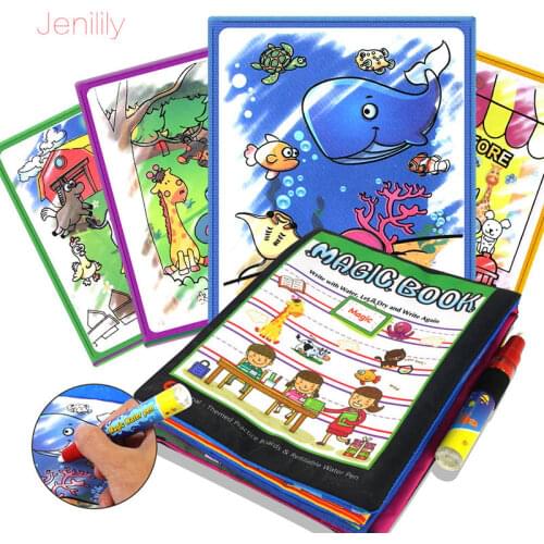 1Pc Baby Soft Cloth Magic Water Drawing Book With Magic Pen Doodle Animal Marine Life Early Educational Children Kid Toys Gift