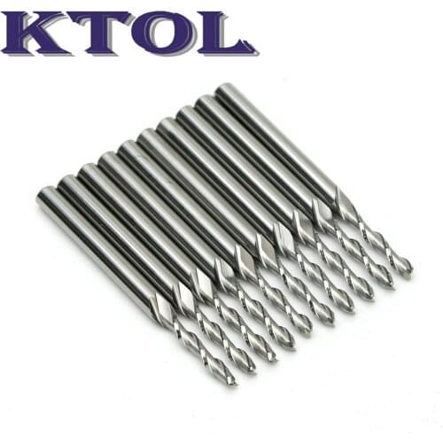 10pc 3.175*2*12MM 2 Flute End Mills Carbide Tungsten Cutters Engraving CNC Router Bits for MDF Acrylic Spiral Mini Milling Tools