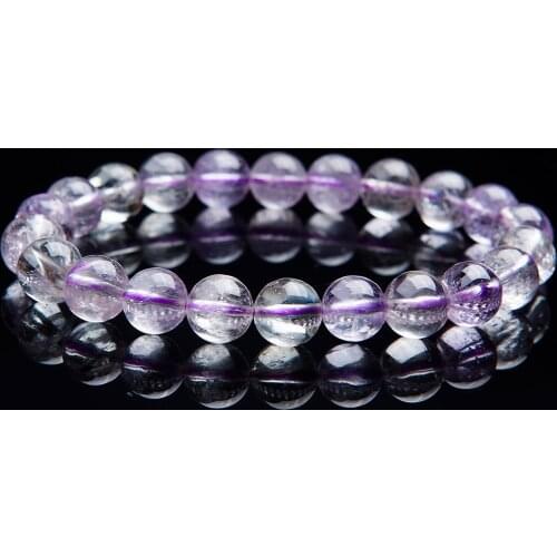 Drop Shipping 9mm Genuine Natural Purple Kunzite Quartz Crystal Round Bead Jewelry Stretch Charm Bracelet For Women
