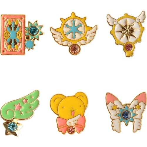 12pcs/ lot fashion jewelry accessories enamel metal Sakura star wand pin badge