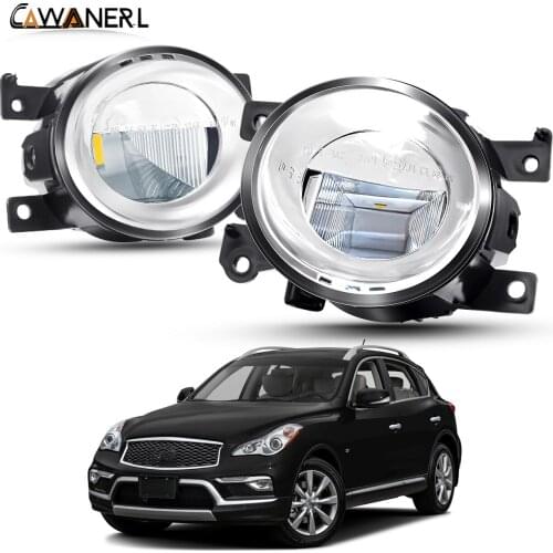 2 X Car Right + Left Fog Light Assembly For Infiniti QX50 2015 2016 2017 LED Lens Fog Driving Light 30W 6000LM 12V High Bright
