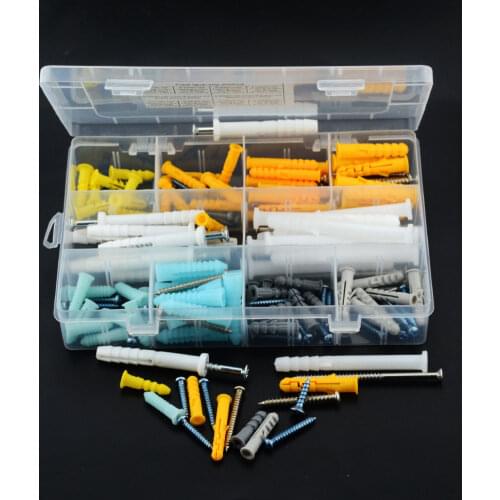 200PCS/Box High Strength Self-Tapping Screw + Plastic Expansion Wall Anchor Tube Plug Set
