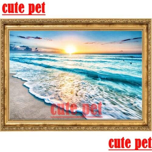 3D Seascape in the sunset Diy cross stitch diamond painting full Square round drill 5d Diamond Embroidery mosaic Art home decor