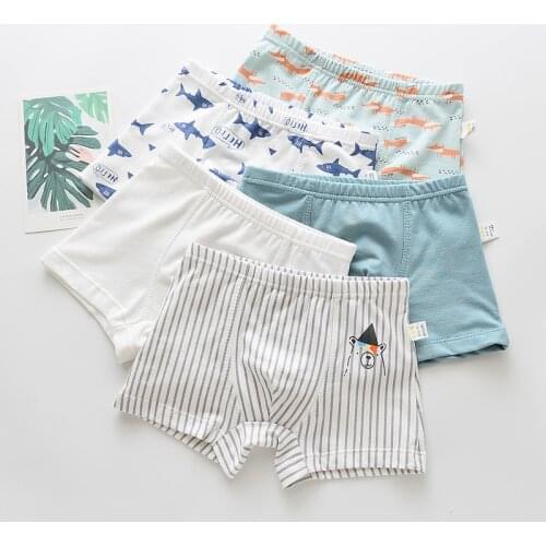 5Pcs/lot Girls Boys Cotton Boxer Briefs Girl Panties Boys Boxer Shorts Childrens Panties Kids Underwear For 2-14 Years BU045